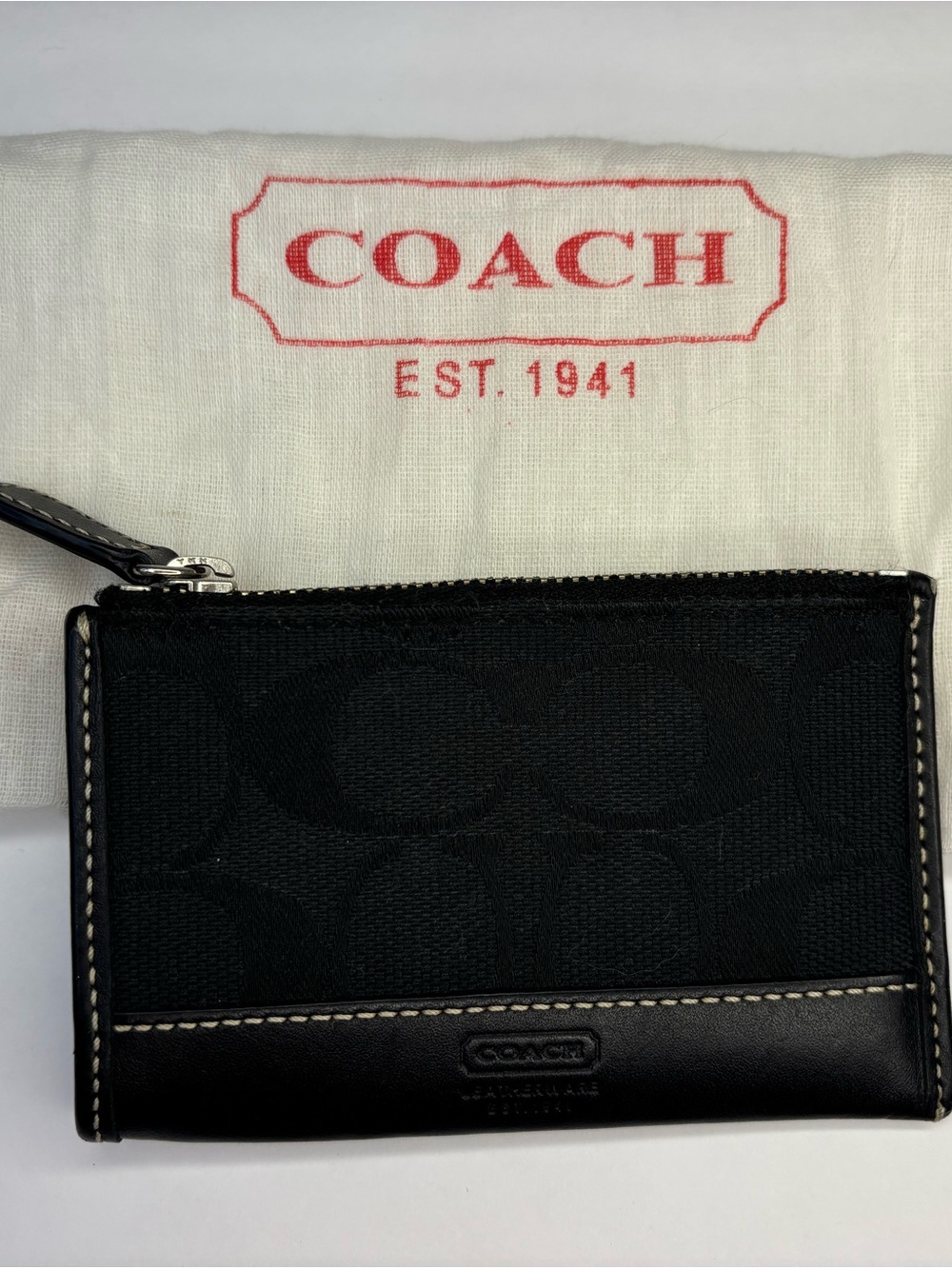 Y2K Coach Signature Jacquard Key Card Coin Pouch + Dust Bag